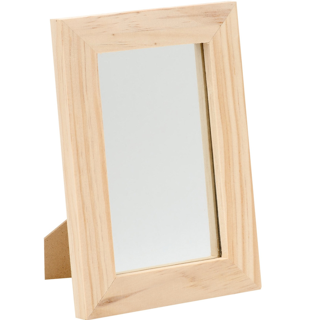 Houten spiegel 13,5 x 19,5 cm DIY hobby-knutselmateriaal