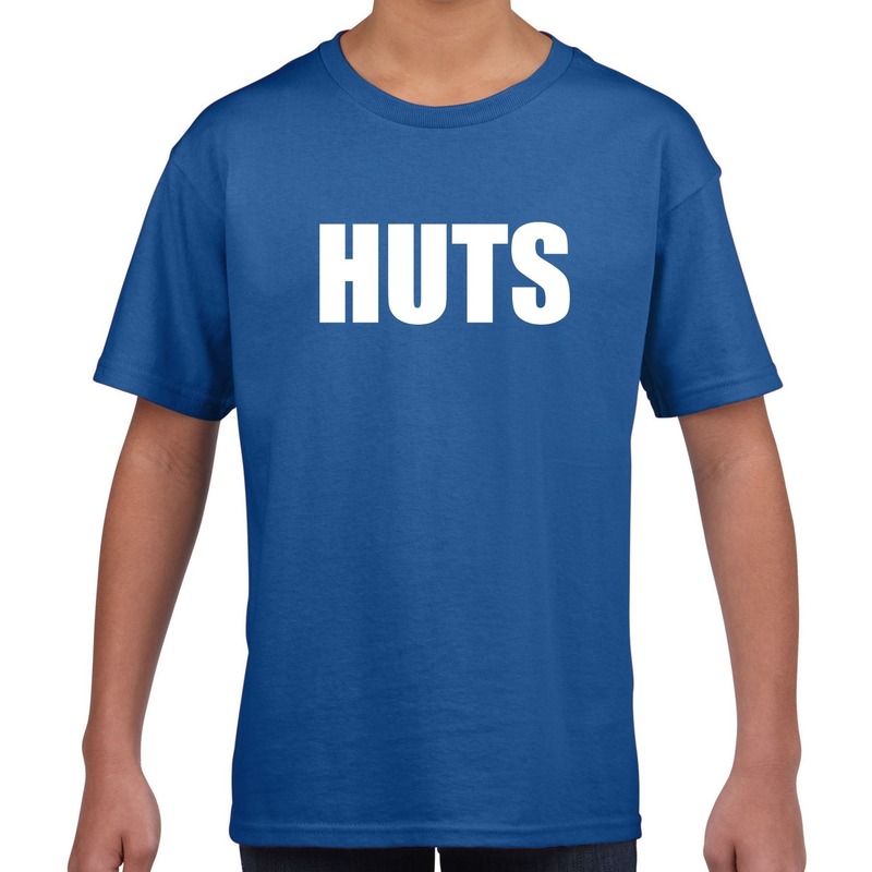 HUTS tekst t-shirt blauw kids