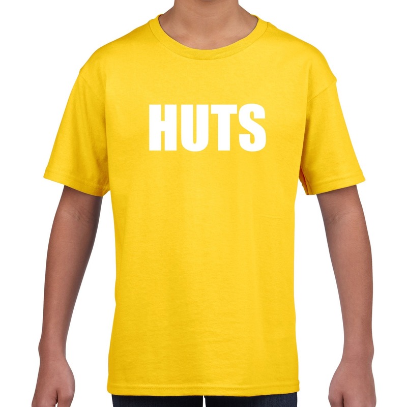 HUTS tekst t-shirt geel kids