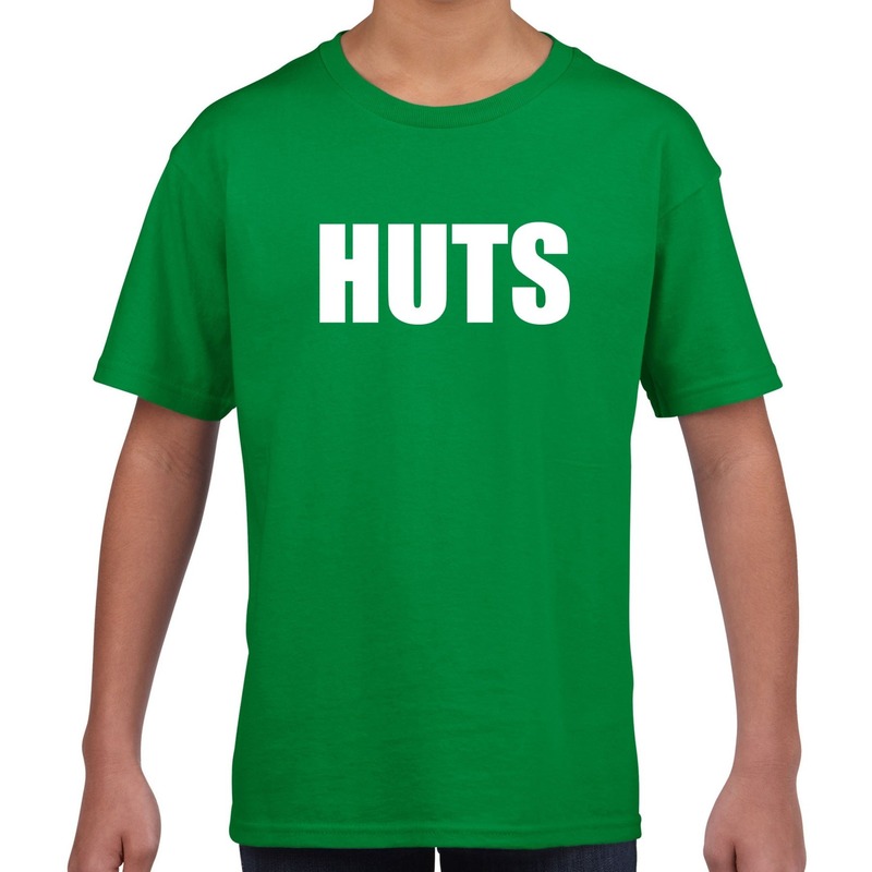 HUTS tekst t-shirt groen kids