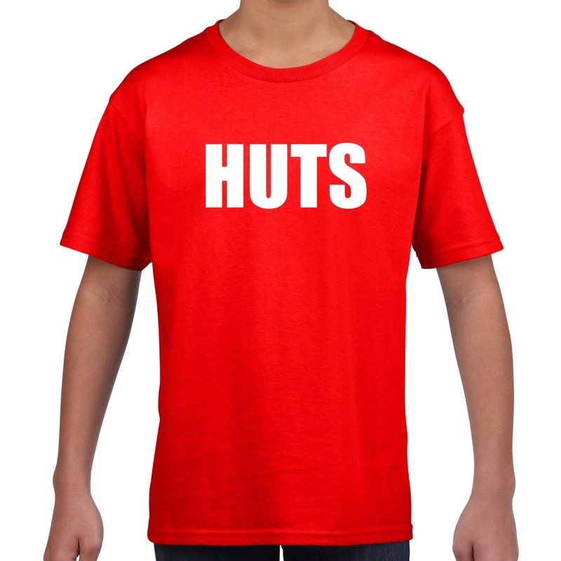 HUTS tekst t-shirt rood kids