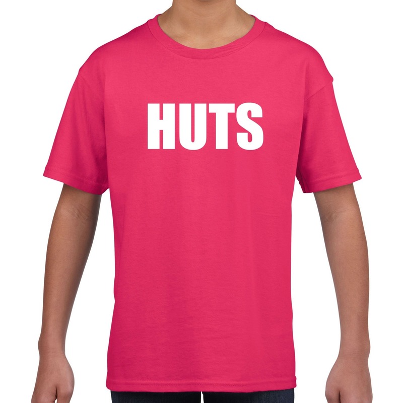 HUTS tekst t-shirt roze kids