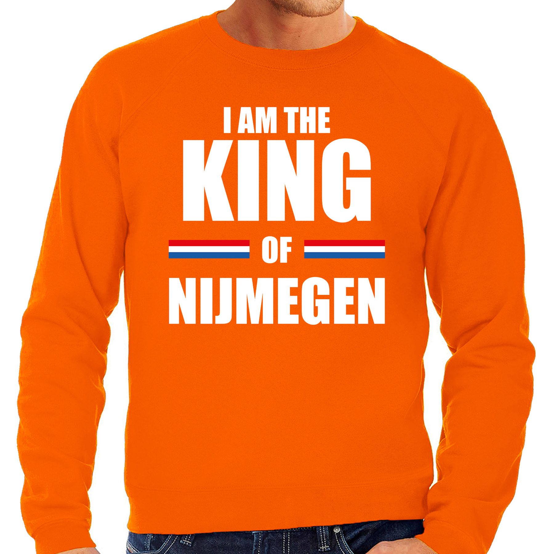 I am the King of Nijmegen Koningsdag sweater-trui oranje voor heren
