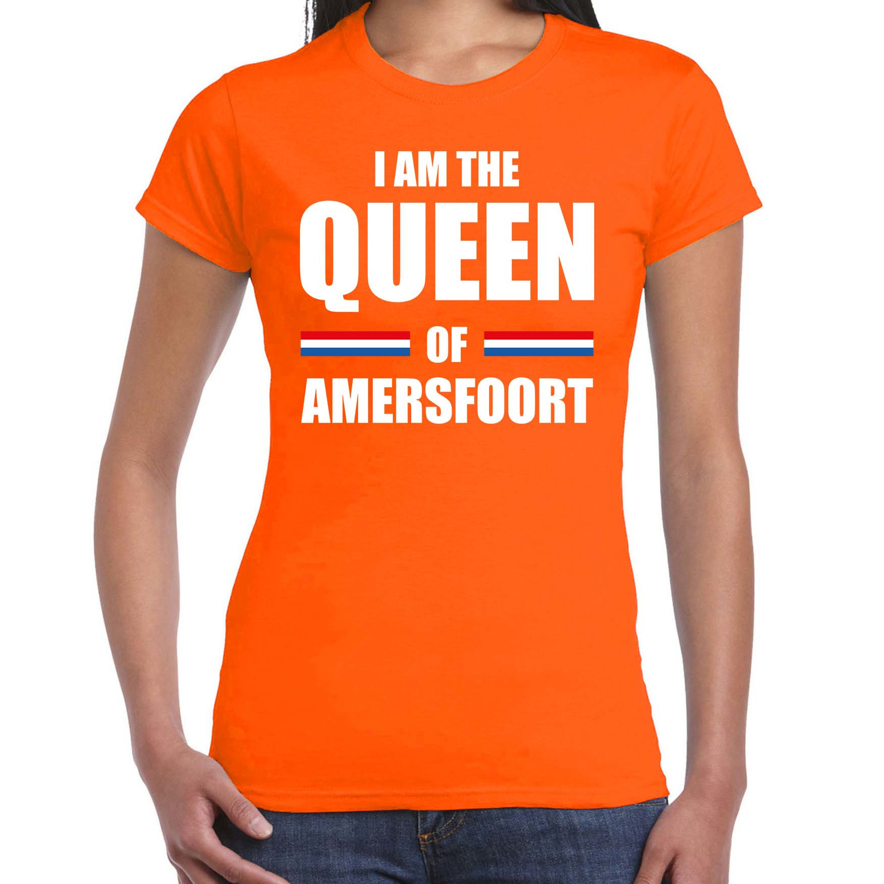 I am the Queen of Amersfoort Koningsdag t-shirt oranje voor dames