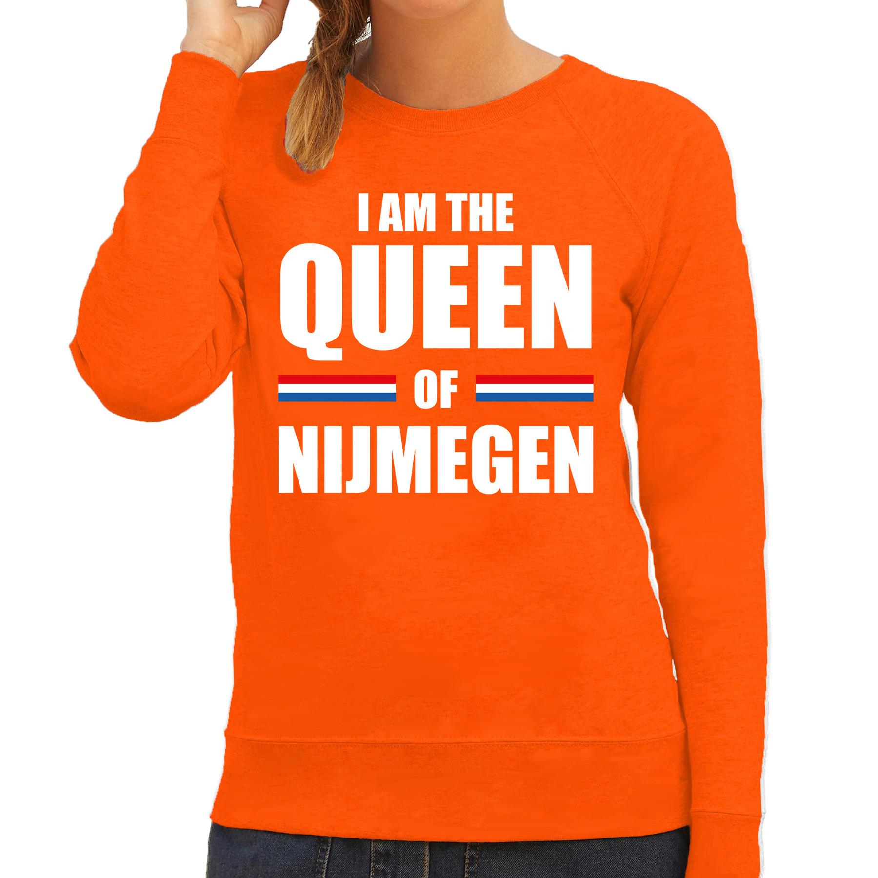 I am the Queen of Nijmegen Koningsdag sweater-trui oranje voor dames