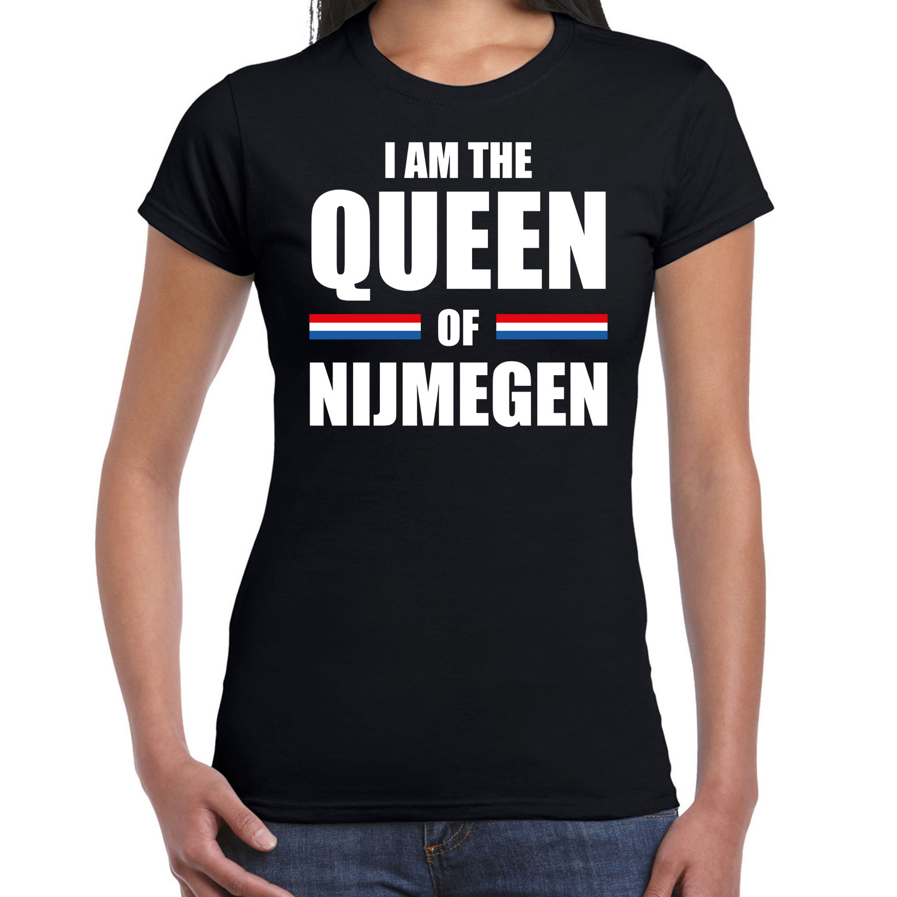 I am the Queen of Nijmegen Koningsdag t-shirt zwart voor dames