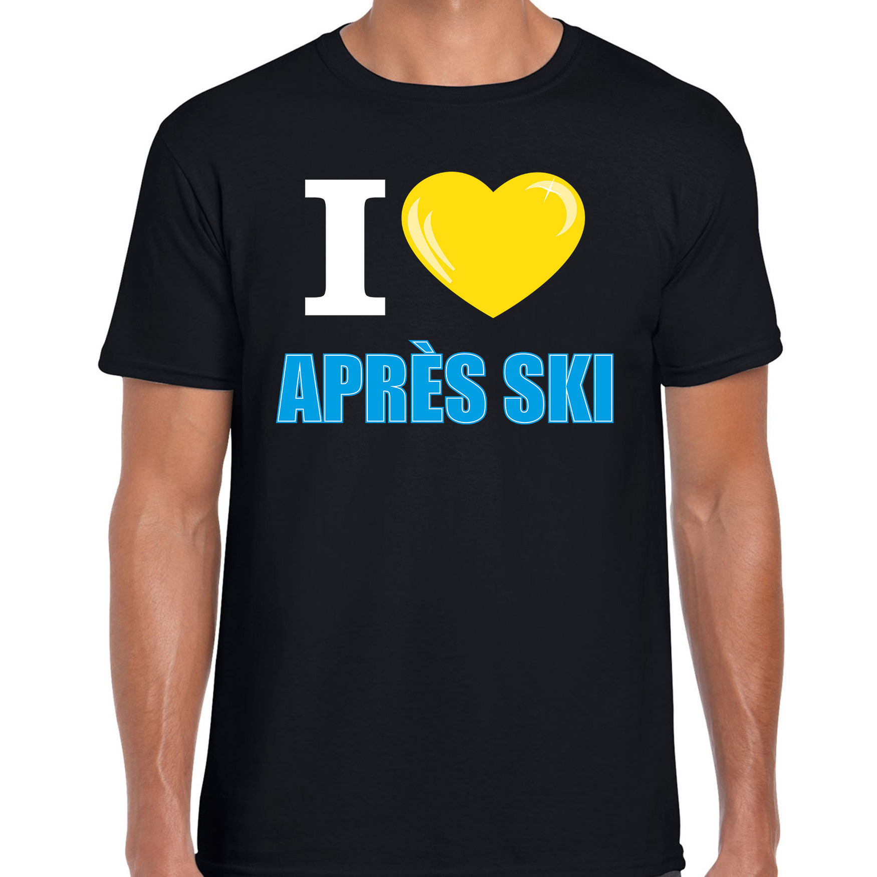 I love Apres-ski t-shirt wintersport zwart voor heren