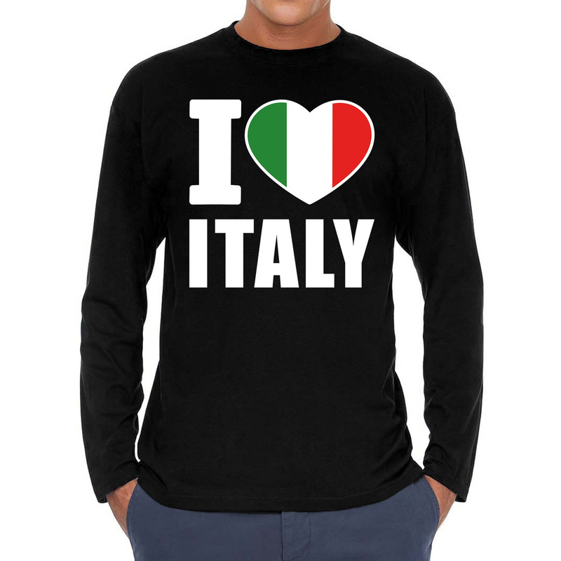 I love Italy long sleeve t-shirt zwart voor heren