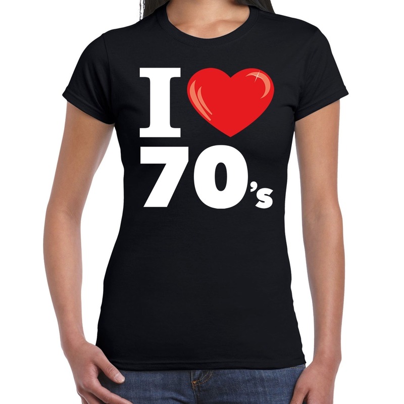 I love shirts voor dames zwart 70s bedrukking
