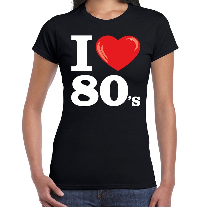 I love shirts voor dames zwart 80s bedrukking