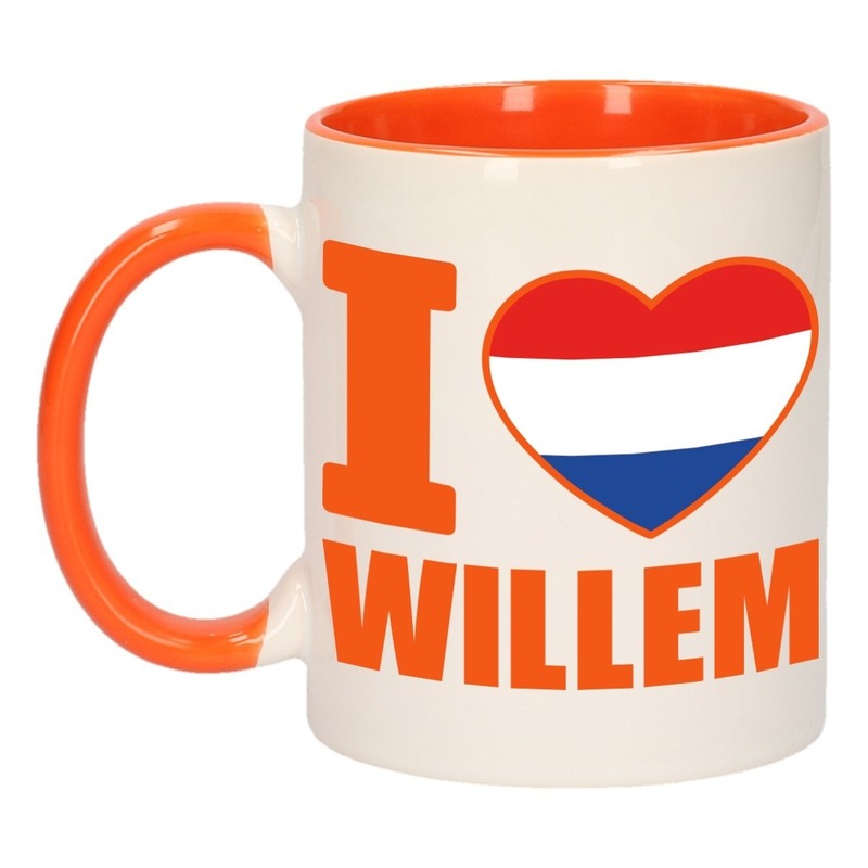 I love Willem mok- beker oranje wit 300 ml
