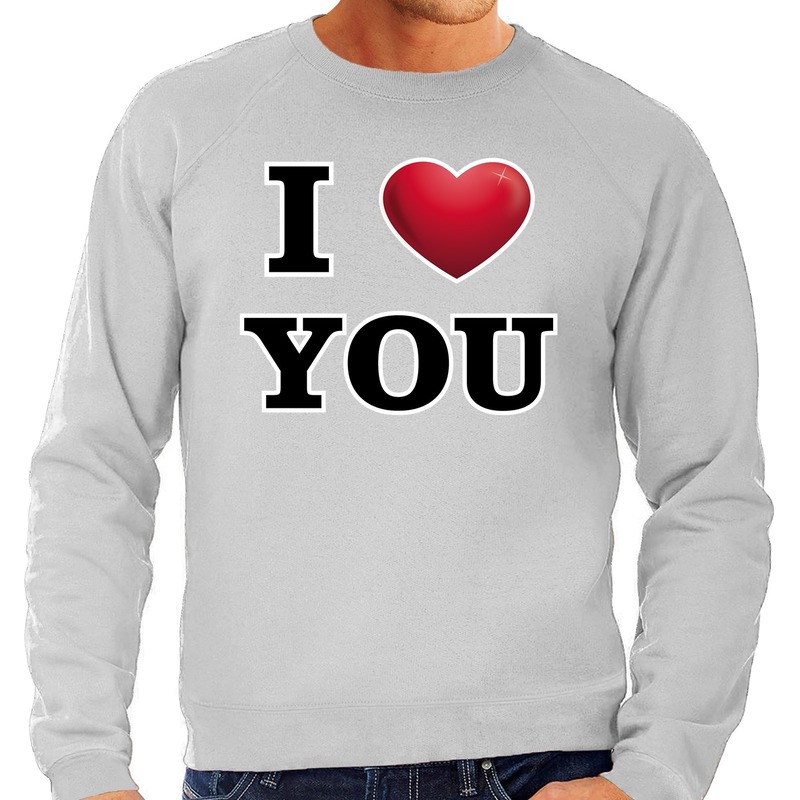 I love you valentijn sweater grijs voor heren
