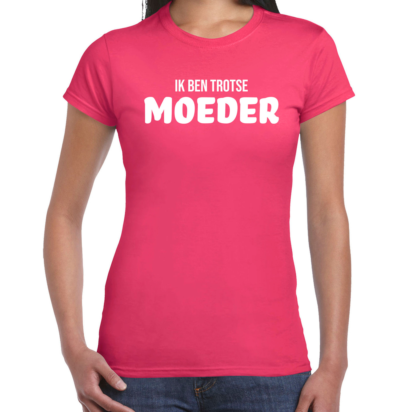 Ik ben trotse moeder t-shirt fuchsia roze voor dames moederdag cadeau shirt mama
