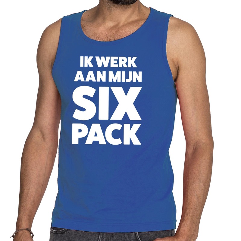 Ik werk aan mijn SIX Pack tekst tanktop-mouwloos shirt blauw