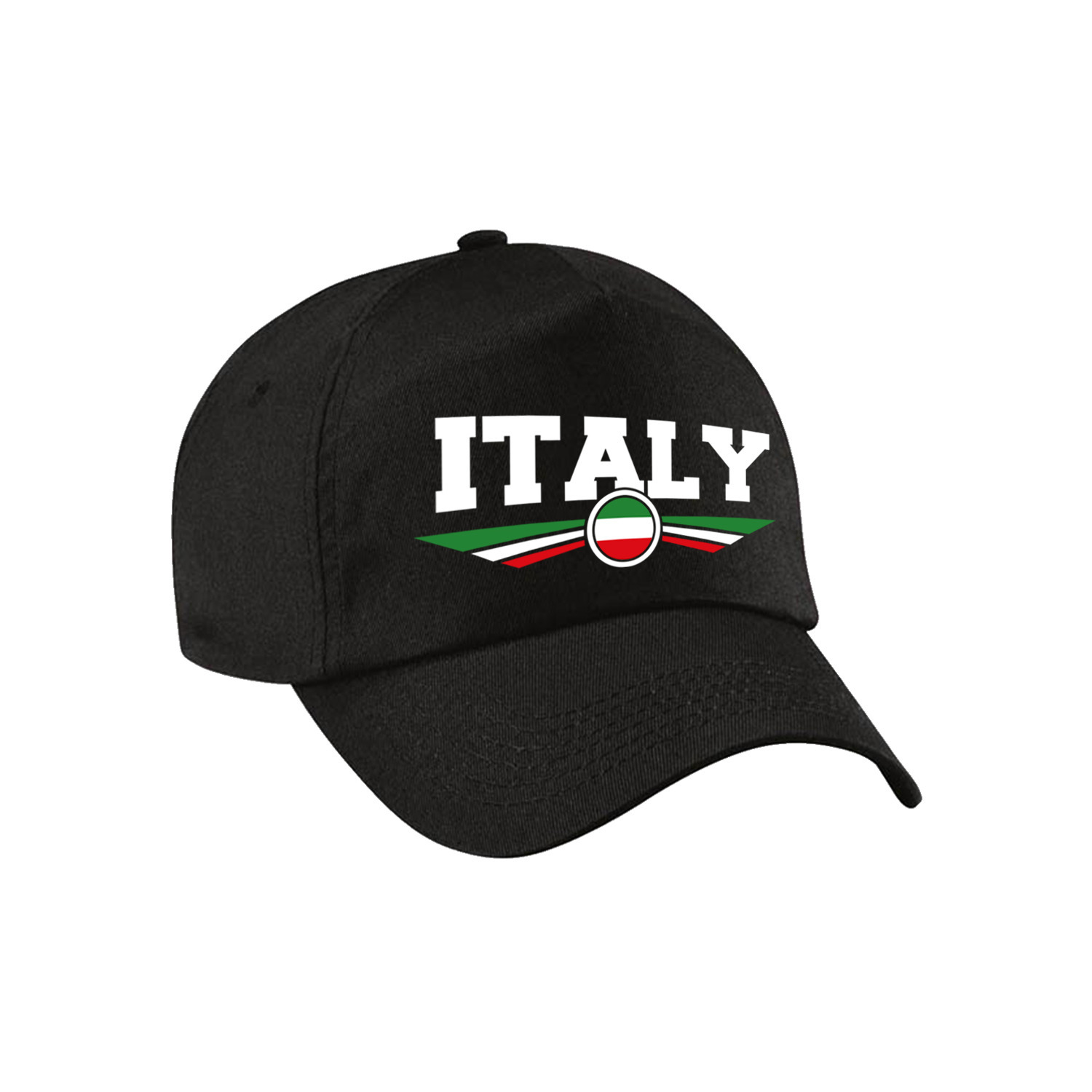 Italie-Italy landen pet-baseball cap zwart volwassenen