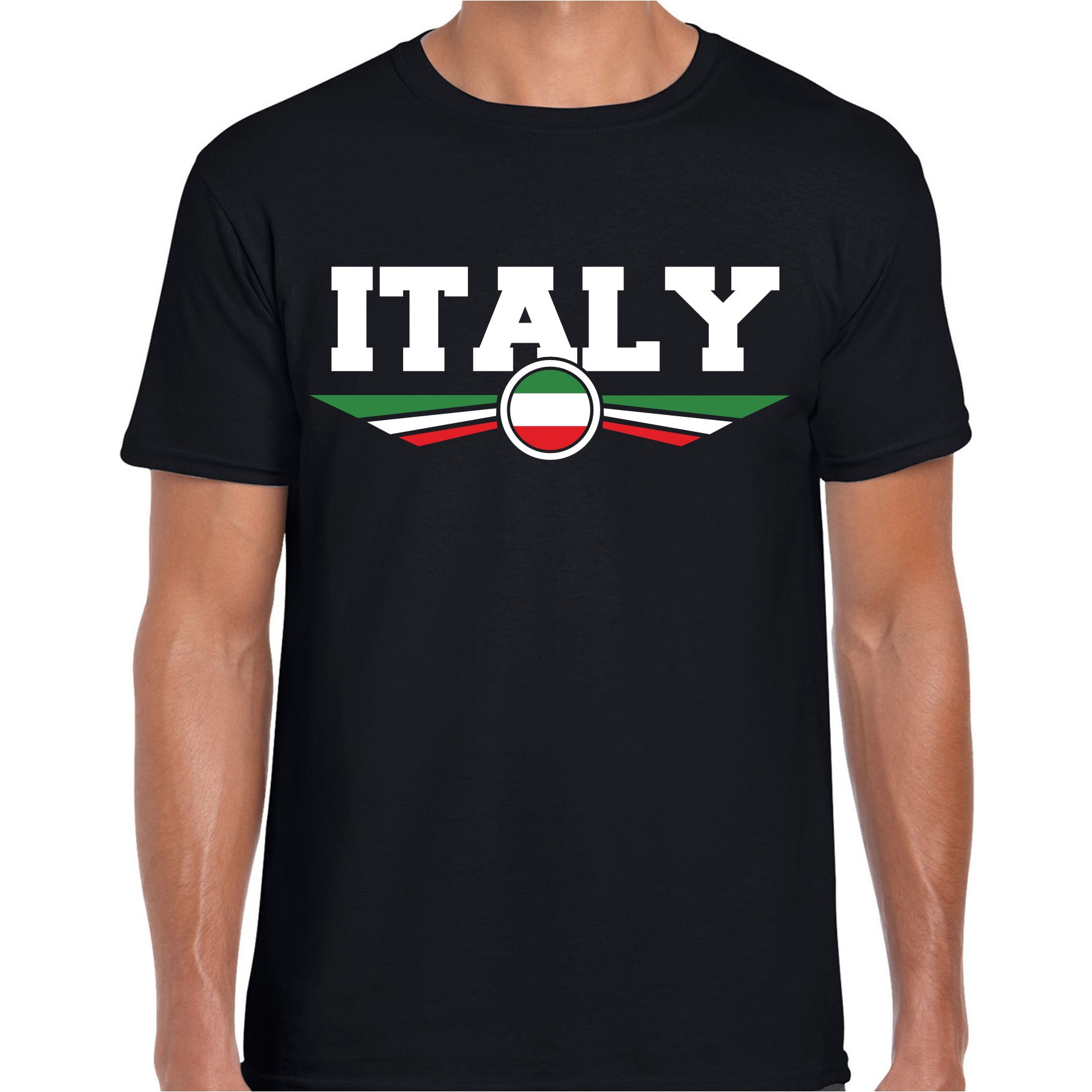 Italie-Italy landen t-shirt zwart heren