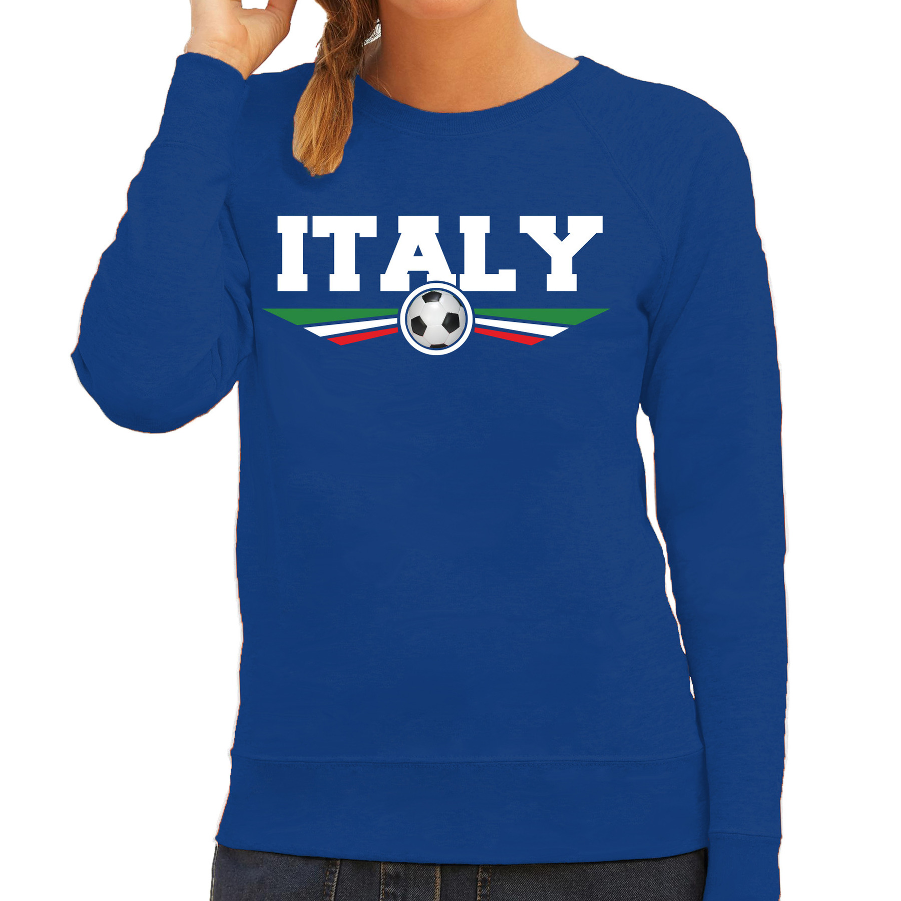 Italie-Italy landen-voetbal sweater blauw dames
