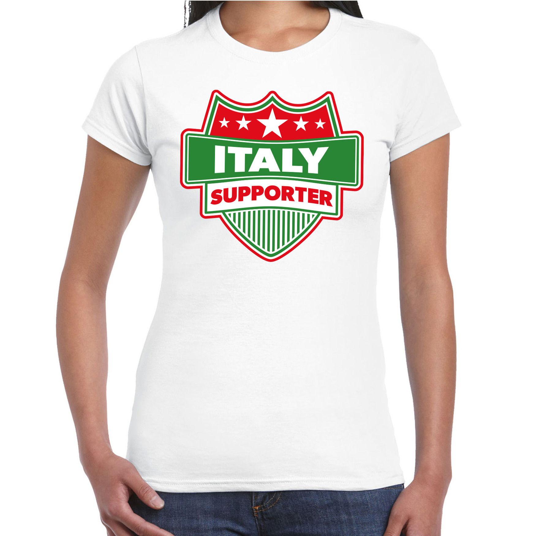 Italie-Italy schild supporter t-shirt wit voor dames