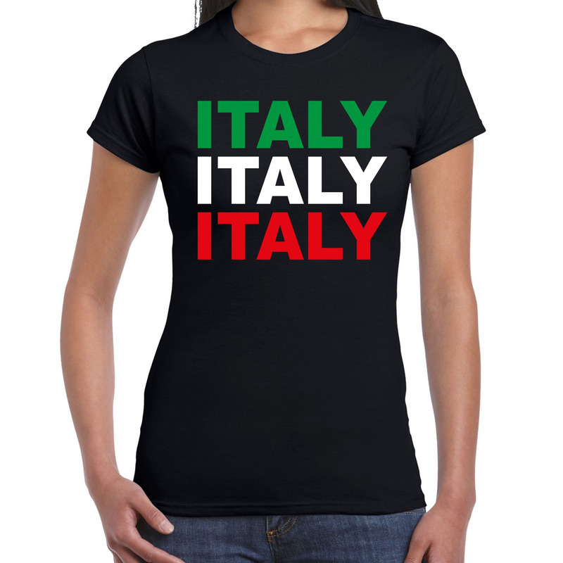 Italy-Italie fan t-shirt zwart voor dames