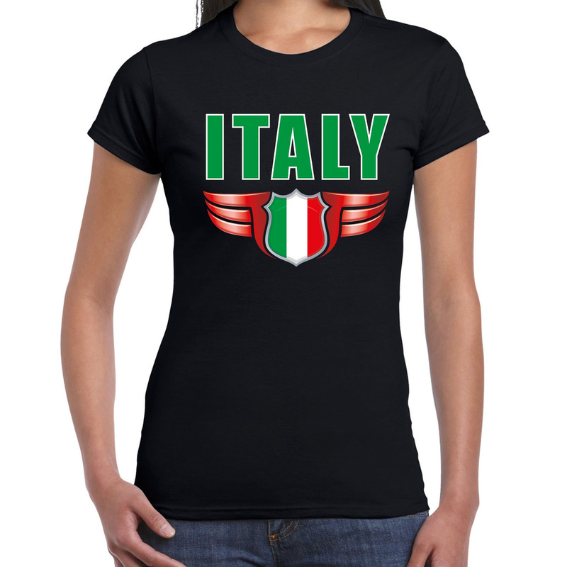 Italy landen wapen t-shirt Italie zwart voor dames