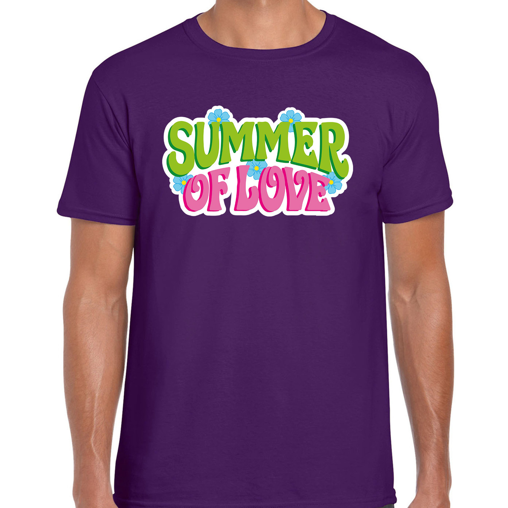 Jaren 60 Flower Power Summer Of Love verkleed shirt paars heren