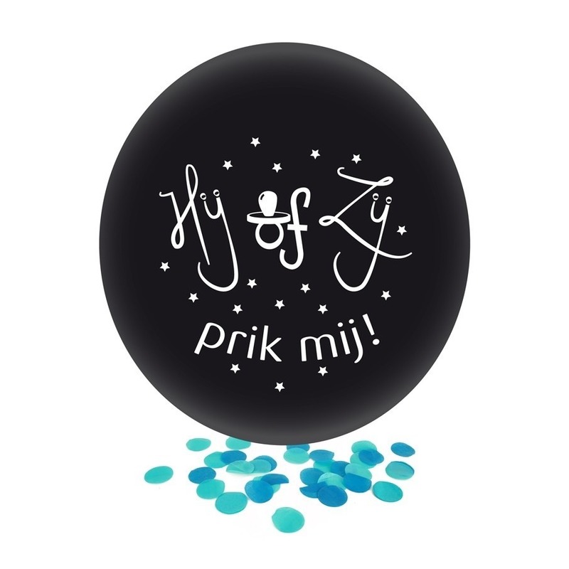 Jongens geslachtsonthulling feest confetti ballon zwart 60 cm