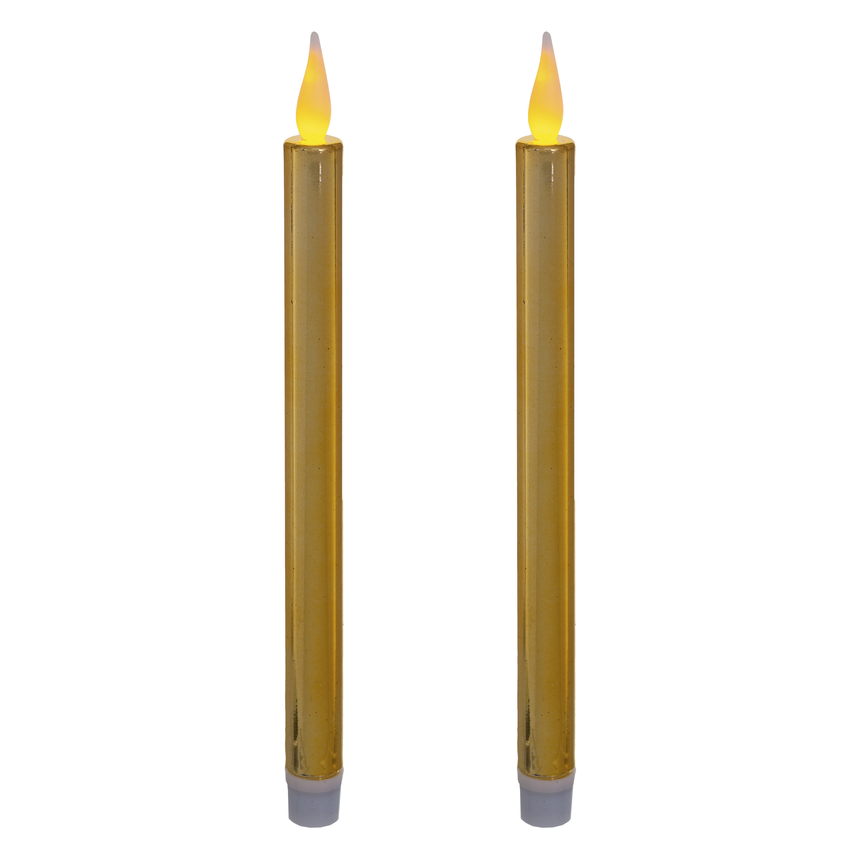 Kaarsen set van 2x stuks Led dinerkaarsen goud 28 cm