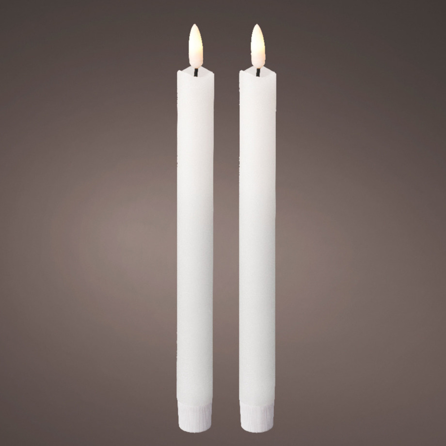 Kaarsen set van 2x stuks Led dinerkaarsen wit 24 cm