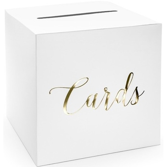 Kartonnen enveloppendoos wit-goud 24 cm vierkant voor eerste heilige communie