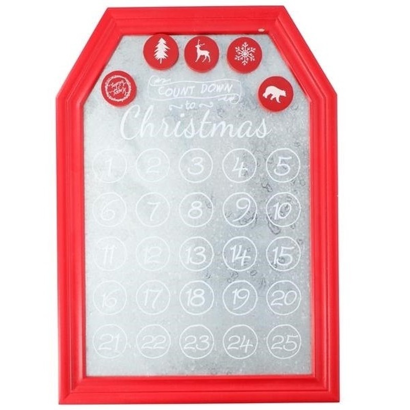 Kerst decoratie planbord-magneetbord rood 31 x 45 cm