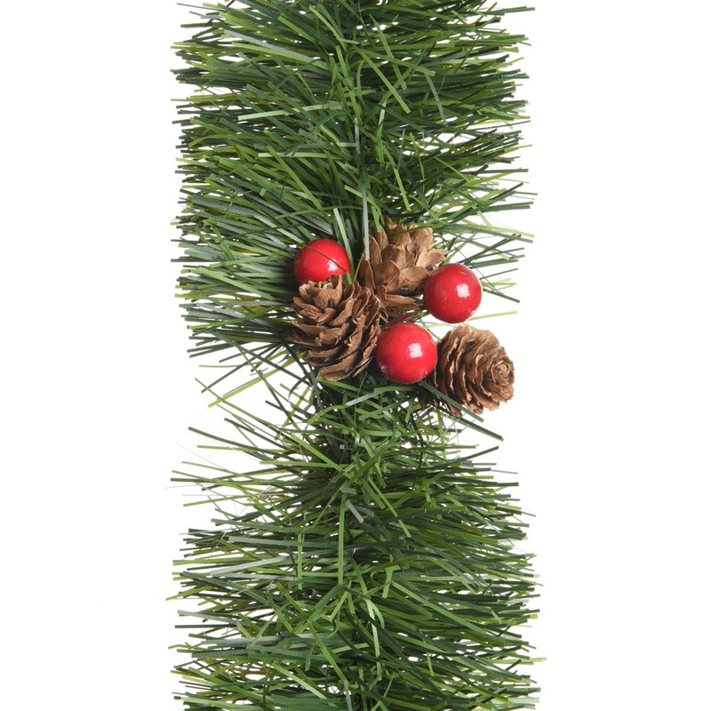 Kerst guirlandes-slingers met besjes en dennenappels 270 cm