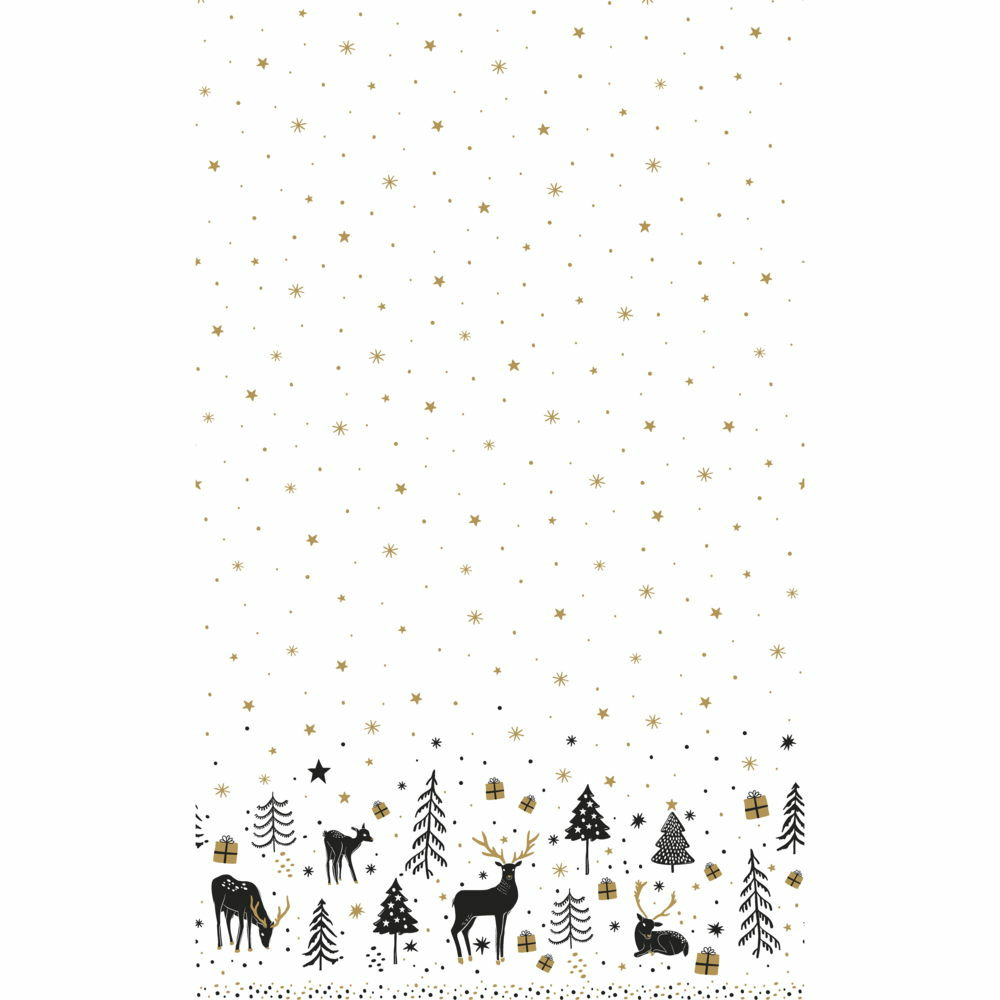 Kerst tafellaken-tafelkleed 138 x 220 cm papier wit met rendieren rechthoekig