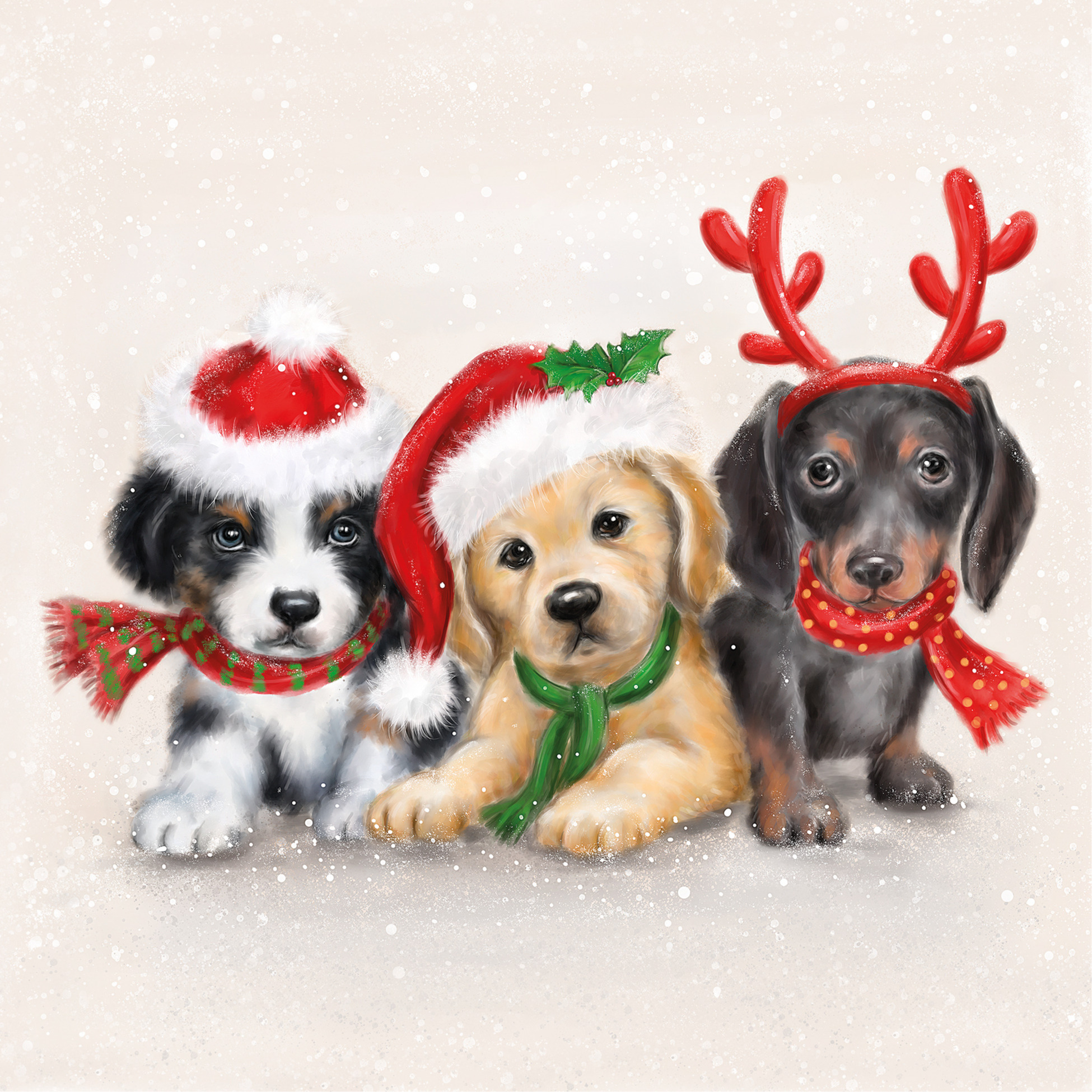 Kerst thema servetten 20x st 33 x 33 cm honden print