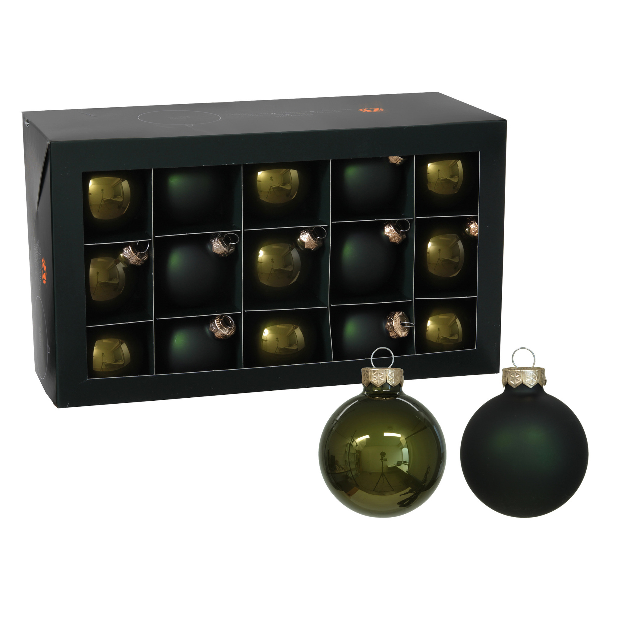 Kerstballen 30x stuks olijf-donkergroen glas 6 cm