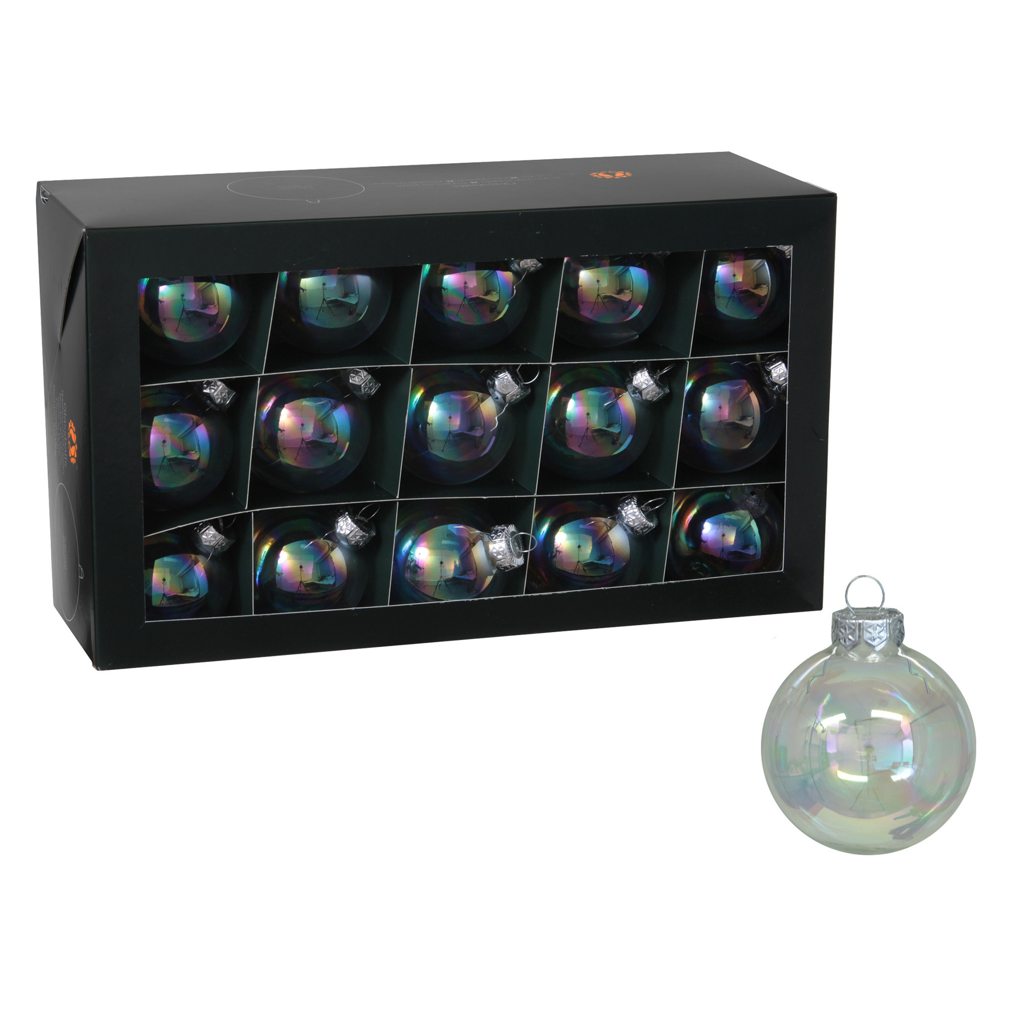 Kerstballen 30x stuks transparant parelmoer glas 6 cm