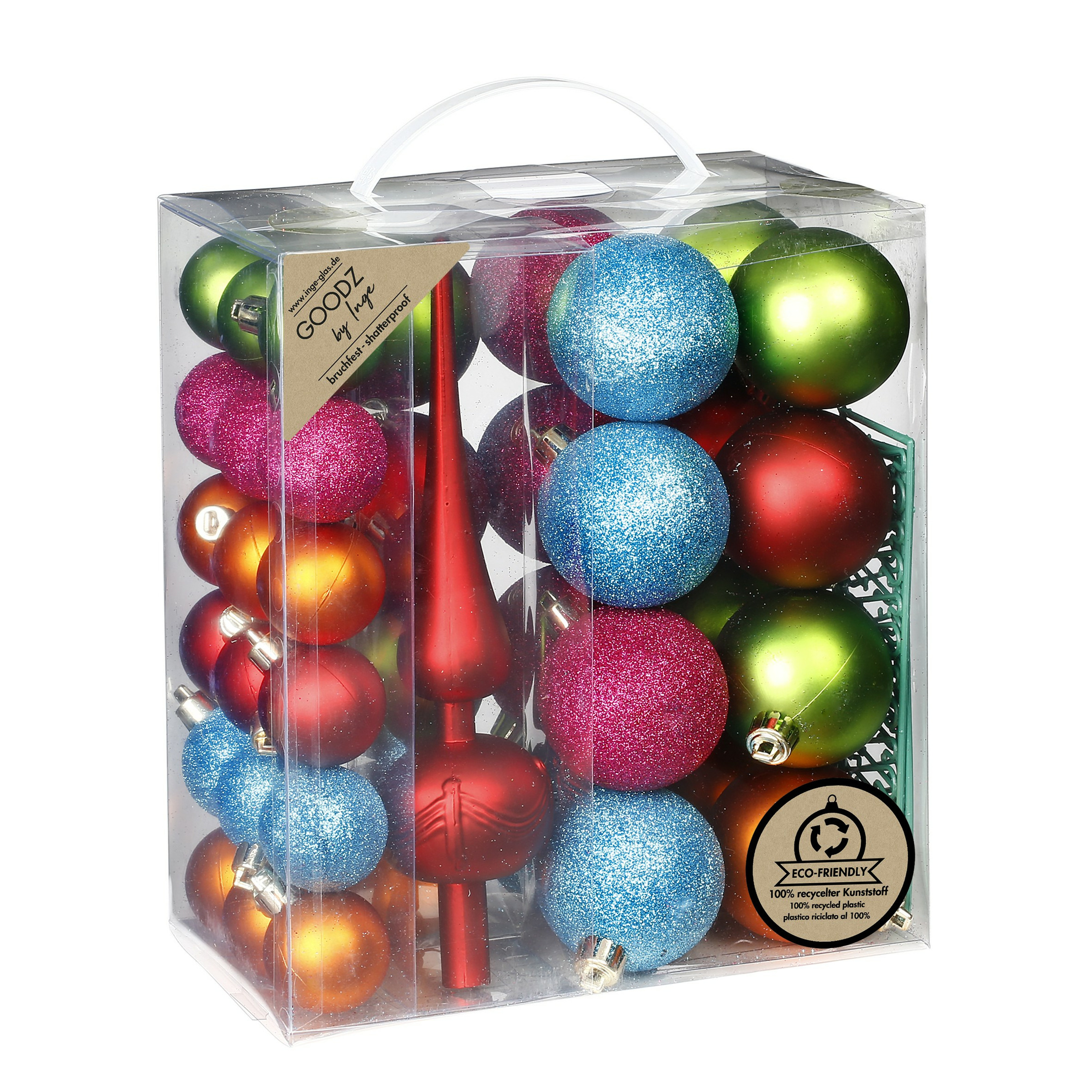 Kerstballen 39-dlg 4 en 6 cm met piek gekleurd kunststof