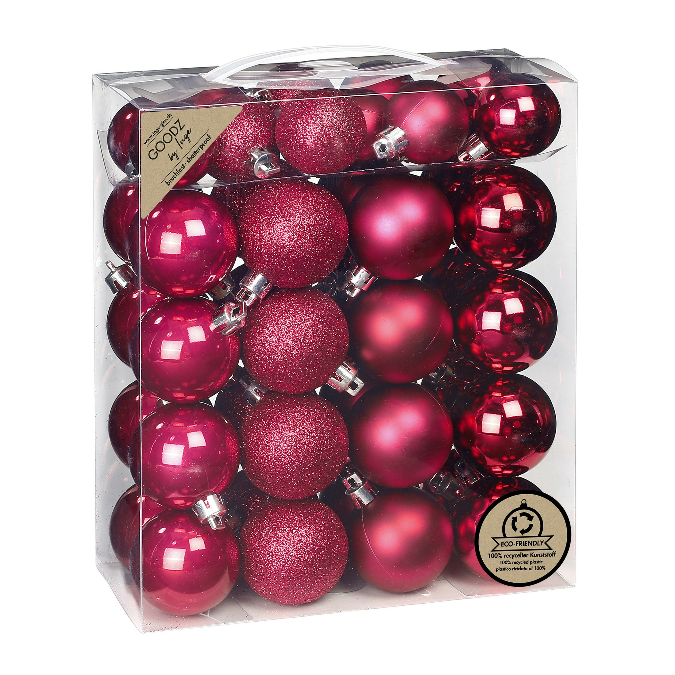 Kerstballen 44x stuks kunststof bessen roze mix
