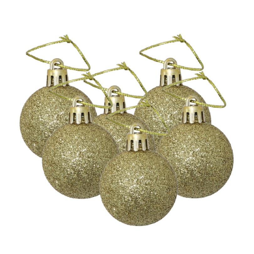 Kerstballen 6x st goud glitters 4 cm kunststof kerstversiering