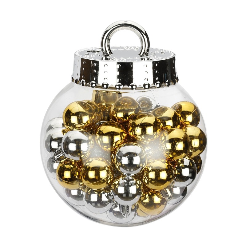 Kerstballenset mix zilver en goud 50-delig 3 cm