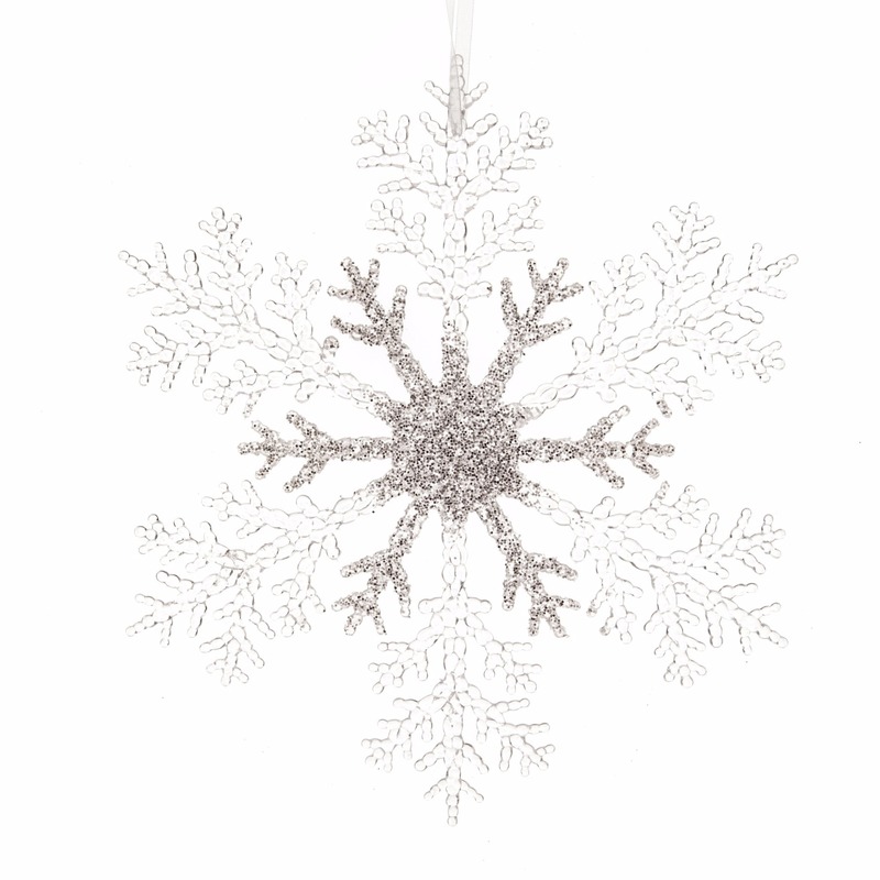 Kerstboom hangertje zilveren sneeuwvlok 21 cm