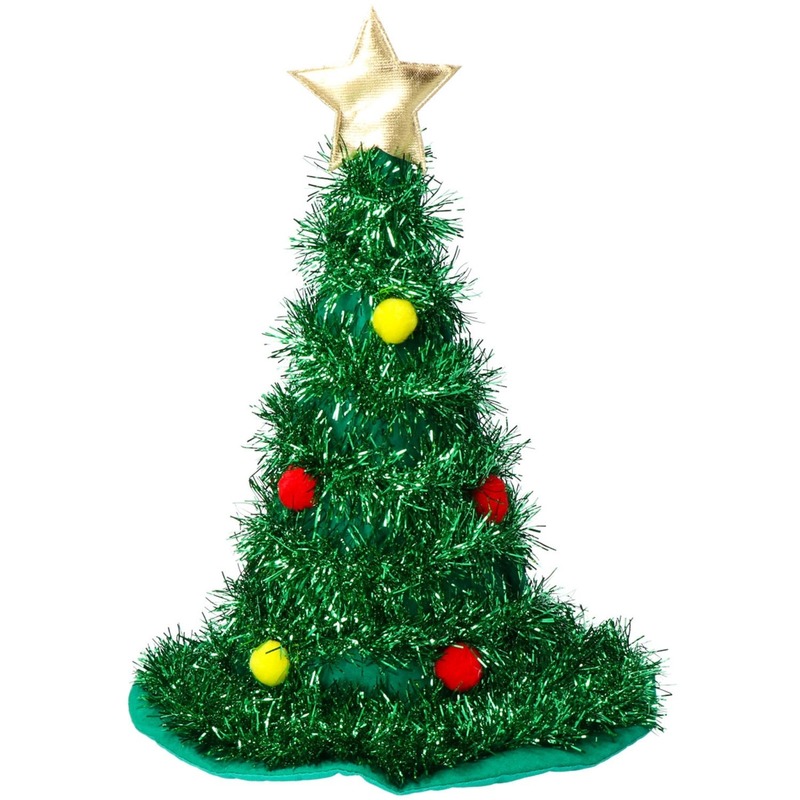Kerstboom hoed met gouden ster voor volwassenen