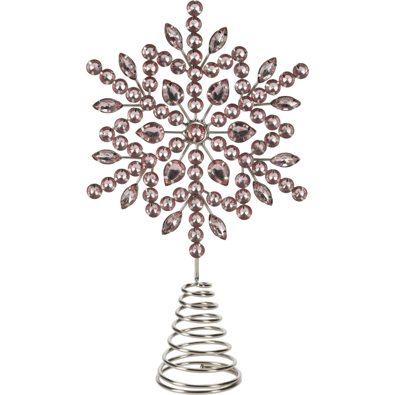 Kerstboom piek ster vorm lichtroze met steentjes H26 cm