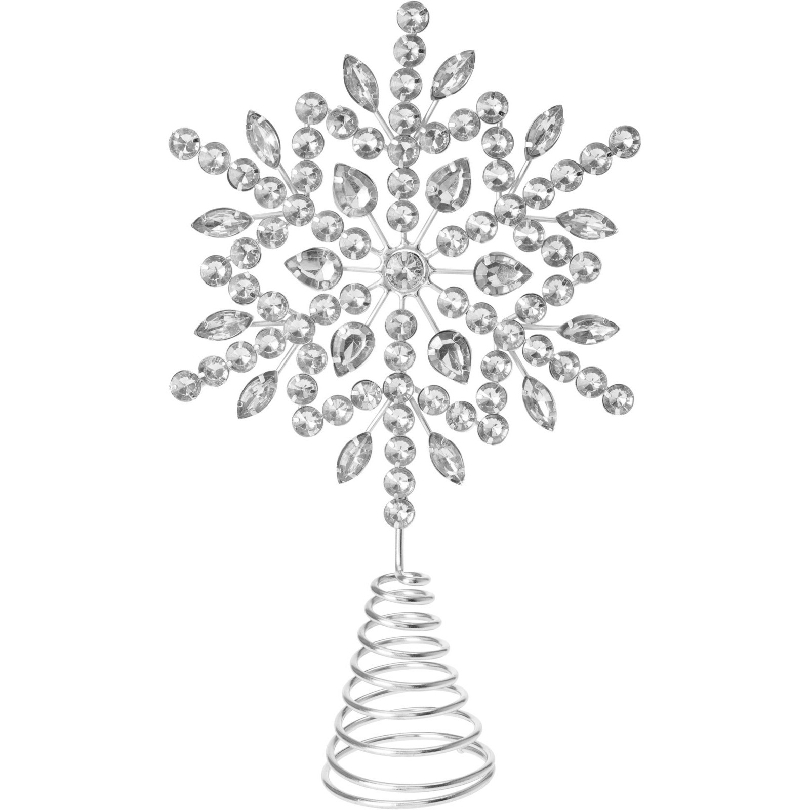 Kerstboom piek ster vorm zilver met steentjes H26 cm