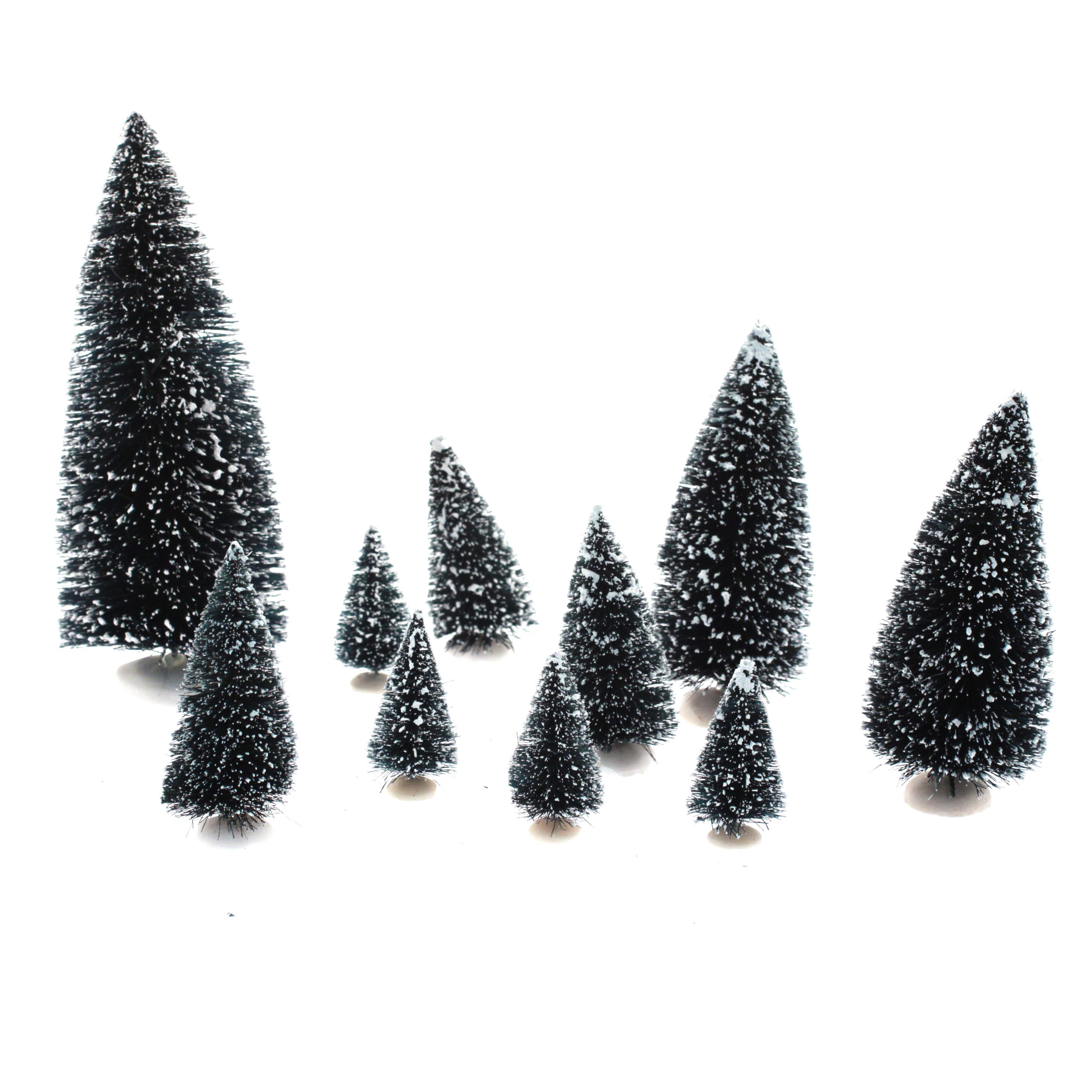 Kerstdorp accessoires miniatuur boompjes-kerstboompjes 10x stuks