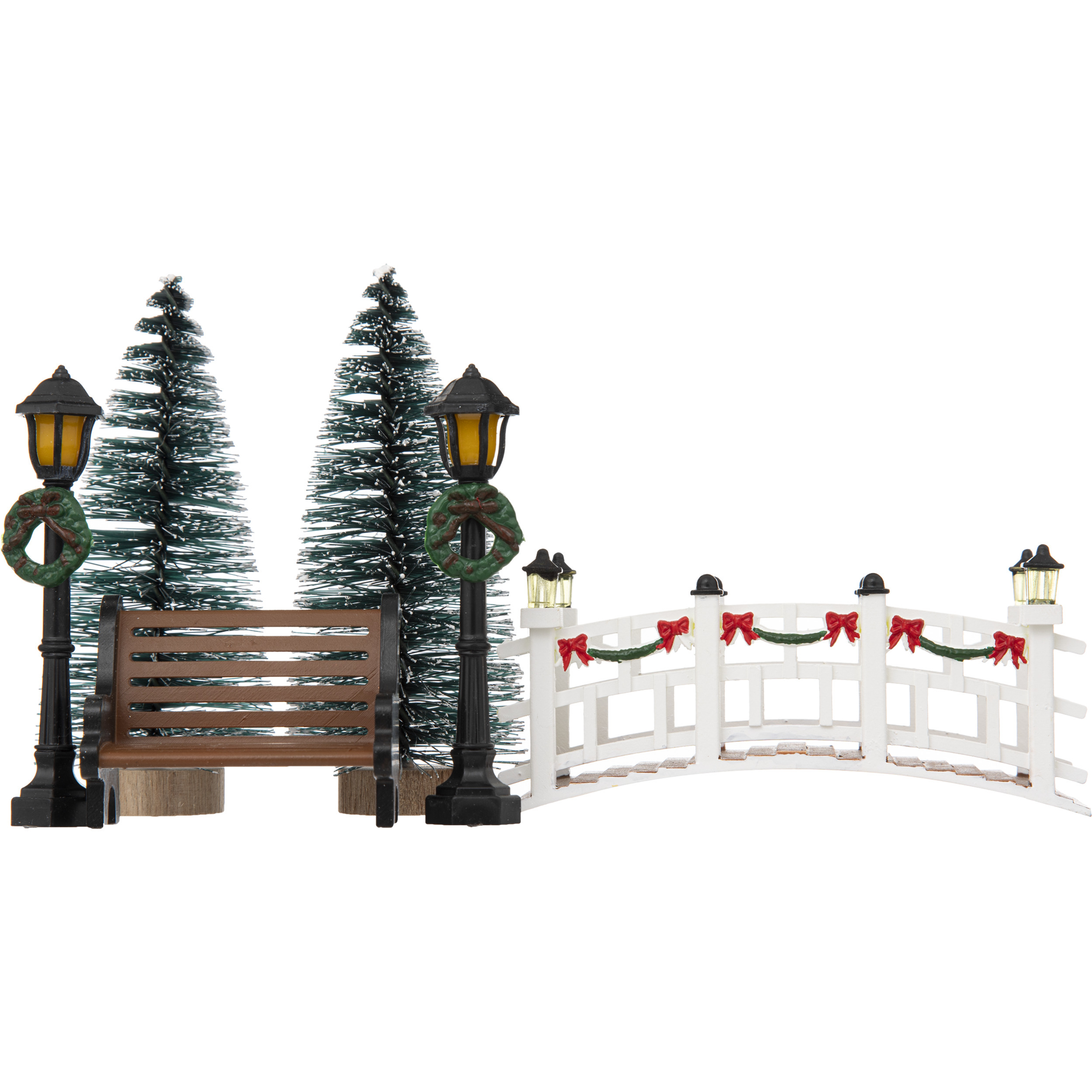 Kerstdorp accessoires miniatuur figuurtjes burg,boompjes,lantaarns