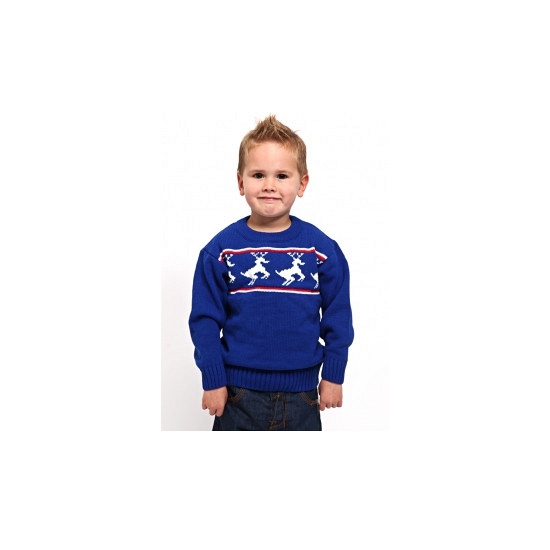 Kerstmis kinder trui blauw met rendieren
