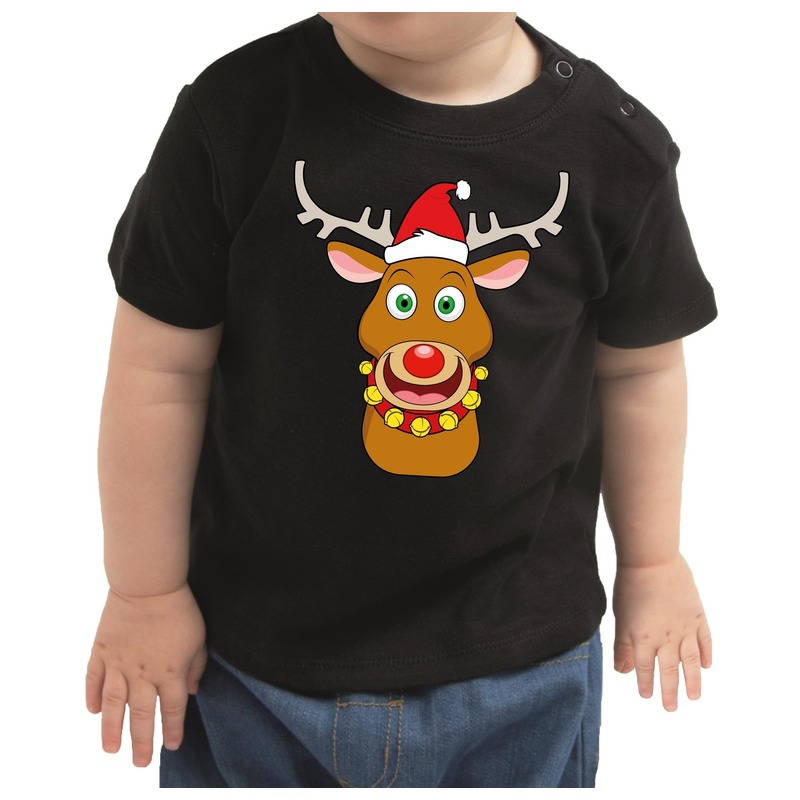 Kerstshirt Rudolf het rendier zwart baby jongen-meisje