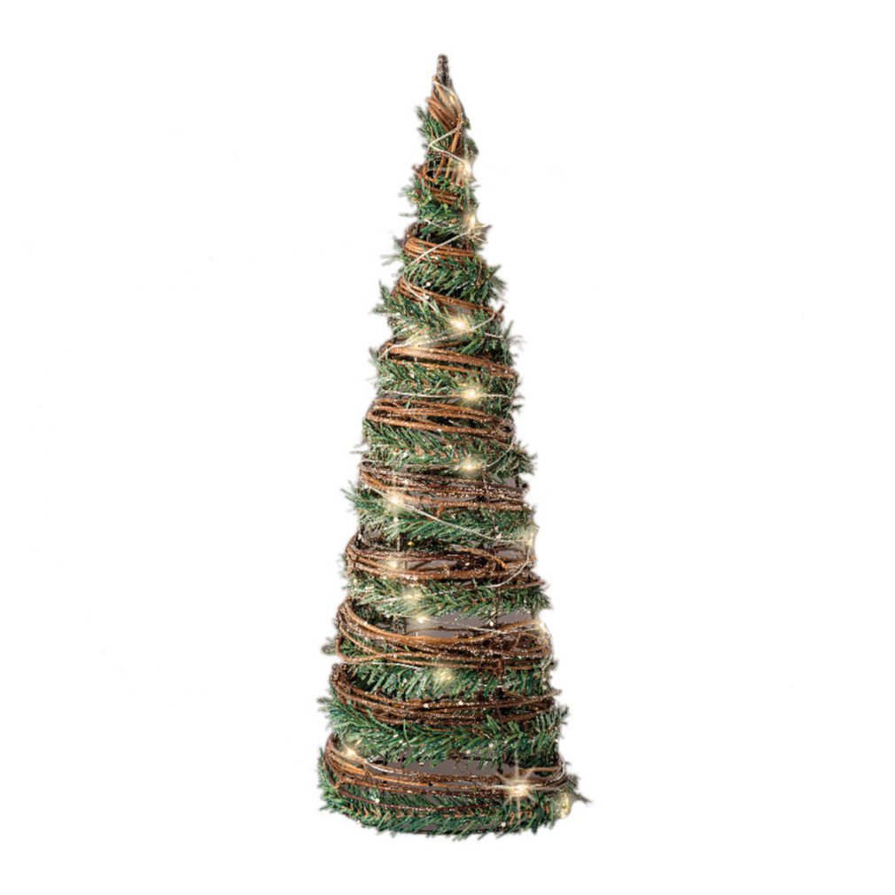Kerstverlichting figuren Led kegel kerstboom rotan lamp 60 cm met 40 lampjes