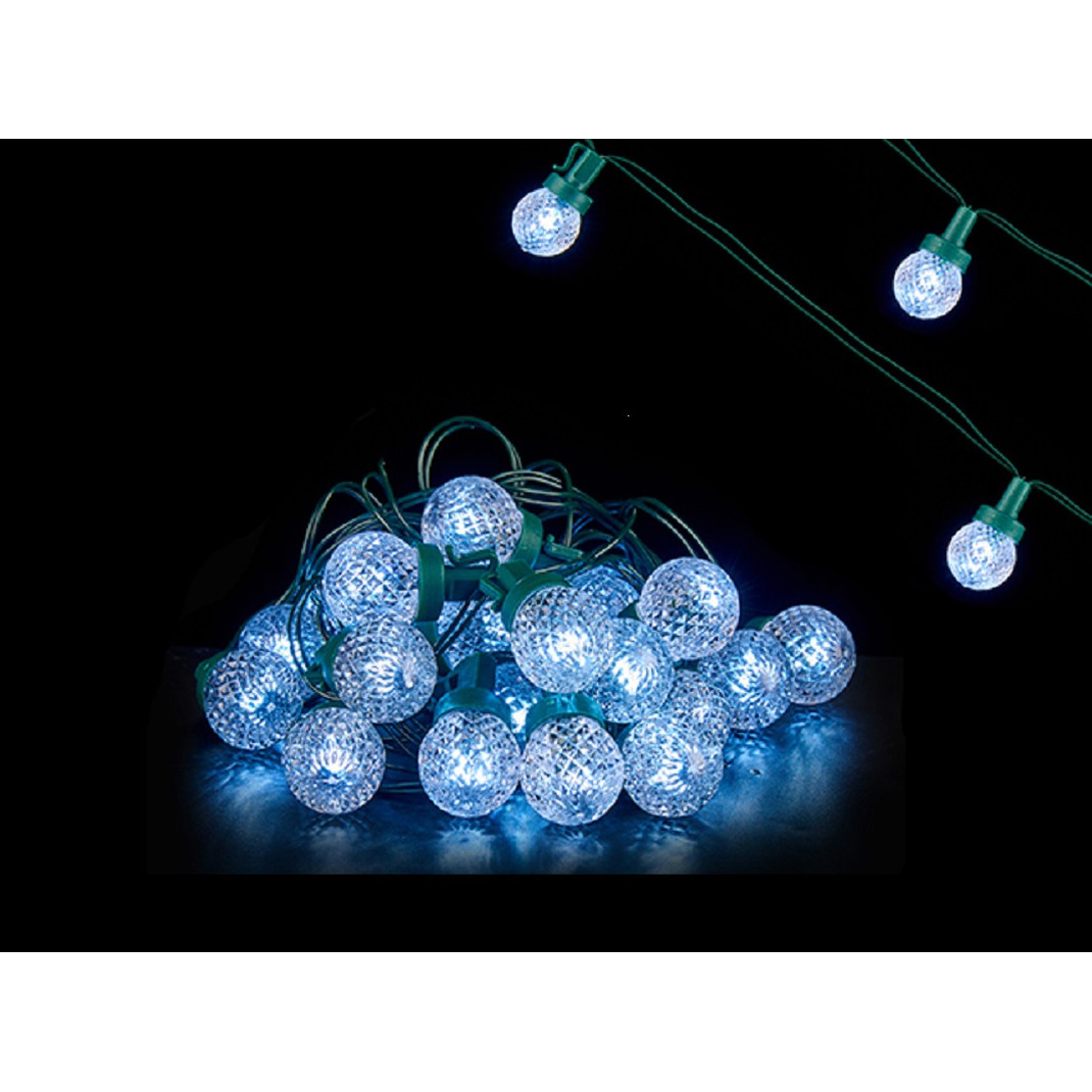 Kerstverlichting-party lights 30x koud witte LED bolletjes 600 cm op batterijen