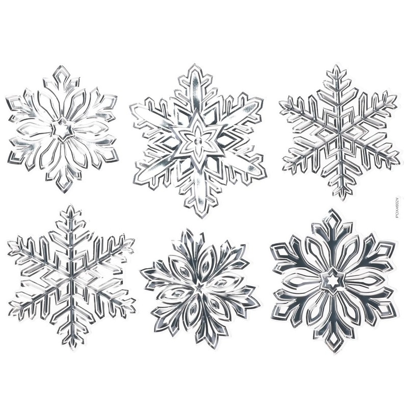 Kerstversiering raamsticker zilveren sneeuwvlok-ijsster-ijsbloem 19 x 30 cm